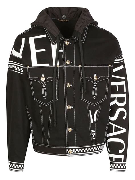 versace winter jacket 2014|Versace black denim jacket.